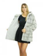 72cm long coat sapphire mink 46 horizontal long-sleeved cowl - Image 7