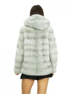 Long-sleeved sapphire 44 sapphire mink jacket with hood and side pockets - Image 6