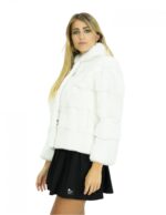 Jacket 46 white mink fur in horizontal full-skin workmanship with hood and long sleeves - Image 3