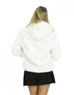 Jacket 46 white mink fur in horizontal full-skin workmanship with hood and long sleeves - Image 6