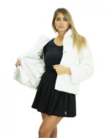Jacket 46 white mink fur in horizontal full-skin workmanship with hood and long sleeves - Image 7
