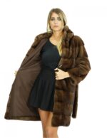90 cm long 46 cm coat in demi mink fur hood and closure with internal hooks and fur belt - Image 6