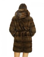 Cappotto 50 lungo 84 cm pelliccia visone demi cappuccio foderato in pelliccia chiusura ganci interni e cinta pelliccia