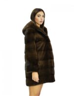 Mink 48 Demi Coat Fur Full Skin Long Sleeves Fur Lined Hood Closure Hooks - Image 4