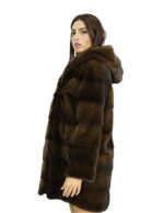 Mink 48 Demi Coat Fur Full Skin Long Sleeves Fur Lined Hood Closure Hooks - Image 3