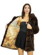 Mink 48 Demi Coat Fur Full Skin Long Sleeves Fur Lined Hood Closure Hooks - Image 7