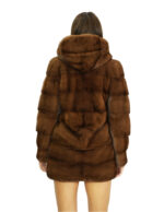 44 длинная норковая шуба из темно-золотистого цвета 74 см с капюшоном на подкладке из меха норки и застежкой на крючки — изображение 6