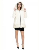 Beige 50 down jacket with hood, zip closure, external pockets - Image 5