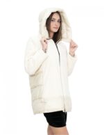 Beige 50 down jacket with hood, zip closure, external pockets - Image 4