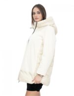 Beige 50 down jacket with hood, zip closure, external pockets - Image 3
