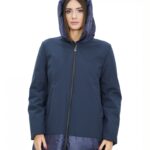 Giacca piumino blu 60 con cappuccio chiusura zip tasche esterne