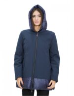 Giacca piumino blu 60 con cappuccio chiusura zip tasche esterne