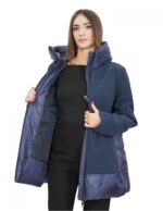 Blue 64 down jacket with hood, zip closure, external pockets - Image 7