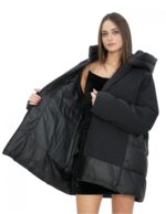 Black 62 down jacket with hood, zip closure, external pockets - Image 7
