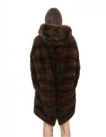 Cappotto parka 50 scanbrown pelliccia visone con cappuccio coulisse vita manica lunga