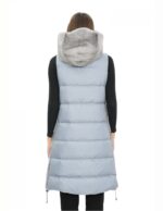 Gilet 94 cm grigio zaffiro visone orizzontale donna 42 pelliccia cappuccio coulisse