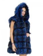 Weste mit Fuchs-Reißverschluss, elektrisch blau, 52, 90 cm lang, Kapuze, Außentaschen, seitliche Reißverschlüsse – Bild 4