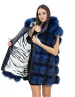 Weste mit Fuchs-Reißverschluss, elektrisch blau, 52, 90 cm lang, Kapuze, Außentaschen, seitliche Reißverschlüsse – Bild 7