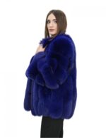72 cm long coat in blue fox 44 with vertical knit with long sleeves external pockets chanel collar - Image 3