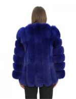 72 cm long coat in blue fox 44 with vertical knit with long sleeves external pockets chanel collar - Image 6