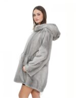 Coat 48 reversible sapphire full mink and waterproof fabric long sleeve zip 86 cm long - Image 3