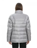 Reversible real down jacket 48 grey and white collar with piping and long sleeves invisible pocket - Image 6