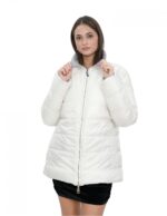 Reversible real down jacket 48 grey and white collar with piping and long sleeves invisible pocket - Image 8