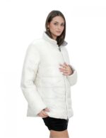 Reversible real down jacket 48 grey and white collar with piping and long sleeves invisible pocket - Image 10