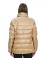 Reversible real down jacket 50 brown and beige collar with piping and long sleeves with invisible pocket - Image 6