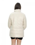 Reversible real down jacket 50 brown and beige collar with piping and long sleeves with invisible pocket - Image 12