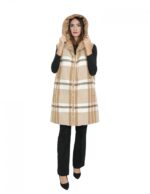 Sleeveless reversible vest 46 brown in wool with checked pattern on one side and down on the other - Image 5