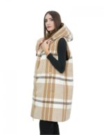 Sleeveless reversible vest 46 brown in wool with checked pattern on one side and down on the other - Image 3