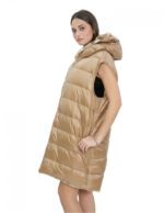 Vested reversible vest 50 brown in wool with check pattern on one side and down on the other - Image 9