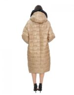 Двустороннее пальто с мехом овчины и пуховиком 52 цвета золото и черный длинные рукава с застежкой-молнией — изображение 6