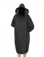 Двустороннее пальто с мехом овчины и пуховиком 52 цвета золото и черный длинные рукава с застежкой-молнией — изображение 12