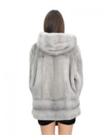 Sapphire mink fur jacket 52 full and horizontal knit long sleeves hood - Image 6