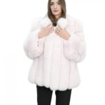 Cappotto lungo 72 cm in volpe rosa 44 con lavoazione verticale con maniche lunghe tasche esterne collo chanel