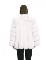 72 cm langer Mantel aus Pink Fox 44 mit vertikaler Arbeit mit langen Ärmeln, Außentaschen, Chanel-Kragen – Bild 6