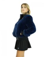 Blue mink 44 bomber jacket with full leather knit and elastic waist and cuffs black - Image 3