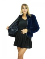 Blue mink 44 bomber jacket with full leather knit and elastic waist and cuffs black - Image 7