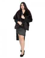 Палантин из демисезонного меха длиной 188 см с рукавами три четверти и кулиской — изображение 5