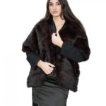 Stola visone pelliccia demi lunga 188 cm con manica tre quarti e coulisse