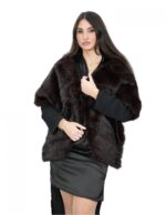 Stola visone pelliccia demi lunga 188 cm con manica tre quarti e coulisse