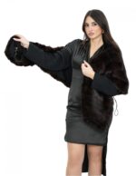 Палантин из демисезонного меха длиной 188 см с рукавами три четверти и кулиской — изображение 7