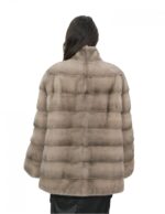 Horizontal Mink Jacket Female 48 Hazelnut Reversible Fur and Waterproof - Image 6