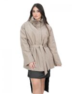 Horizontal Mink Jacket Female 48 Hazelnut Reversible Fur and Waterproof - Image 8