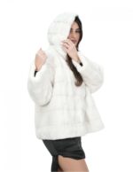 Mink Fur Jacket 54 White Optical Jacket Three-Quarter Sleeve Hood - Image 4