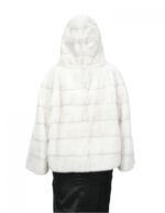 Mink Fur Jacket 54 White Optical Jacket Three-Quarter Sleeve Hood - Image 6