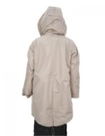 Cappotto 52 reversibile nocciola visone intero e tessuto impermeabile zip manica lunga lungo 86 cm