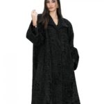 Cappotto nero persiano 54 con colletto semplice manica lunga lungo 118 cm